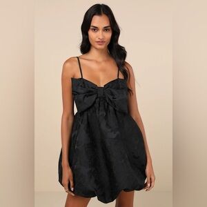 Lulu's Black Mini Dress with Bow